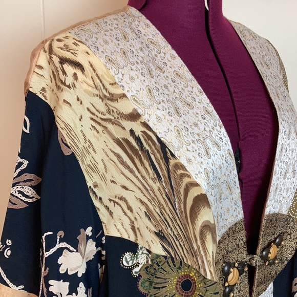 Vintage 80s 90s Short Kimono Cover Up Cardigan - Picture 3 of 6